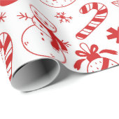 Papier Cadeau Cute Red Hand Drawn Christmas Doodle Art (Coin rond)