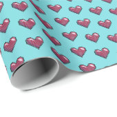 Papier Cadeau Cute Red Hearts Valentine's Day 80s Retro Pattern (Coin rond)