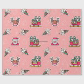 Papier Cadeau Cute Reindeer & Père Noël (Plat)