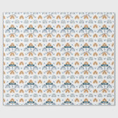Papier Cadeau Cute Retro Boho Celestial Motif Anniversaire (Plat)