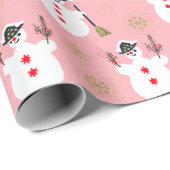 Papier Cadeau Cute Retro Frosty Or Rose (Coin rond)