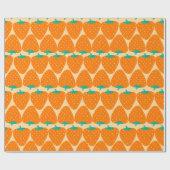 Papier Cadeau Cute Retro Motif fraise en orange et vert (Plat)