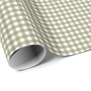 Papier Cadeau Cute Rétro Olive Green En vichy Plaid Motif