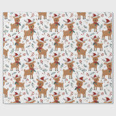 Papier Cadeau Cute Retro Reindeer Christmas (Plat)