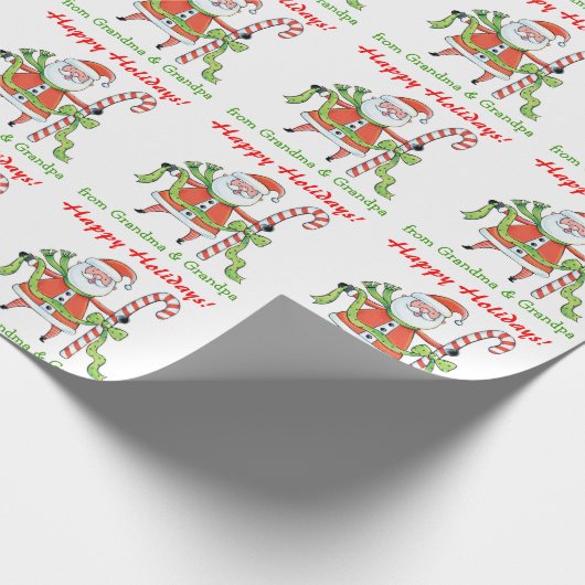 Papier Cadeau Cute Retro Santa Claus Personnalisé (Coin)