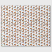 Papier Cadeau Cute Robin Joyeux Noël 80s Retro Motif d'oiseaux (Plat)