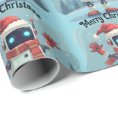 Papier Cadeau cute robot Christmas holiday tech Wrapping Paper (Coin rond)