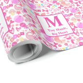Papier Cadeau Cute Rose Baby Girl Nursery Motif personnalisé (Coin rond)