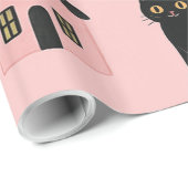 Papier Cadeau Cute rose Halloween Chats et sorcières Casquettes (Coin rond)