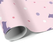 Papier Cadeau Cute rose Halloween chauve Motif avec Pois (Coin rond)