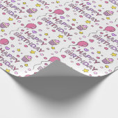 Papier Cadeau Cute Rose Joyeux Cupcakes d'anniversaire, étoiles  (Coin)