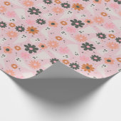 Papier Cadeau Cute rose Retro Floral Fantômes Halloween (Coin)