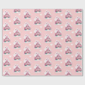 Papier Cadeau Cute rose Snowy Gingerbread Maison et Coeurs (Plat)