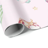 Papier Cadeau Cute rose Unicornes Boho Baby shower Floral (Coin rond)