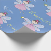 Papier Cadeau Cute rose violet bleu Fée Anniversaire Personnalis (Coin)