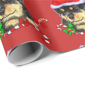 Papier Cadeau Cute Rottweiler Puppy Père Noël Noël (Coin rond)