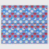 Papier Cadeau Cute Rouge Blanc Bleu Chefs de Chat Animaux Motifs (Plat)