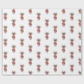 Papier Cadeau Cute Rudolph Reindeer Aquarelle hiver Vacances (Plat)