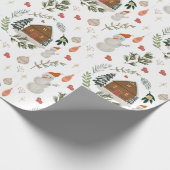 Papier Cadeau Cute Rustique Cabine Snowman cadeau de Noël de Noë (Coin)