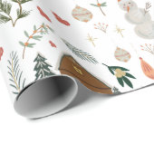 Papier Cadeau Cute Rustique Cabine Snowman cadeau de Noël de Noë (Coin rond)