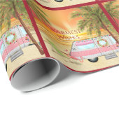 Papier Cadeau Cute RV Camper Warmest Warmest Beach Noël (Coin rond)