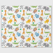 Papier Cadeau Cute Safari Animaux Nursery Motif (Plat)