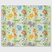 Papier Cadeau Cute Safari Animaux Nursery Motif (Plat)