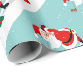 Papier Cadeau Cute Santa Claus plays golf illustration (Coin rond)