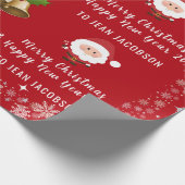 Papier Cadeau Cute Santa Claus Script moderne Nom personnalisé (Coin)