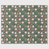Papier Cadeau Cute Santa Snowman Gingerbread Christmas Wrapping (Plat)
