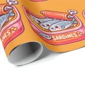 Papier Cadeau Cute Sardines Fish Cartoon (Coin rond)