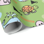 Papier Cadeau Cute sea turtle dolphin animals pattern wrapping p (Coin rond)