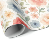 Papier Cadeau Cute Shabby Chic Français Floral Motif (Coin rond)