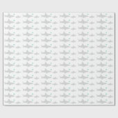 Papier Cadeau Cute Sharks Baby shower blanc vert coeur (Plat)