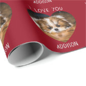 Papier Cadeau Cute shih tzu love Saint Valentin (Coin rond)