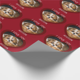 Papier Cadeau Cute shih tzu love Valentine coeur photo motif