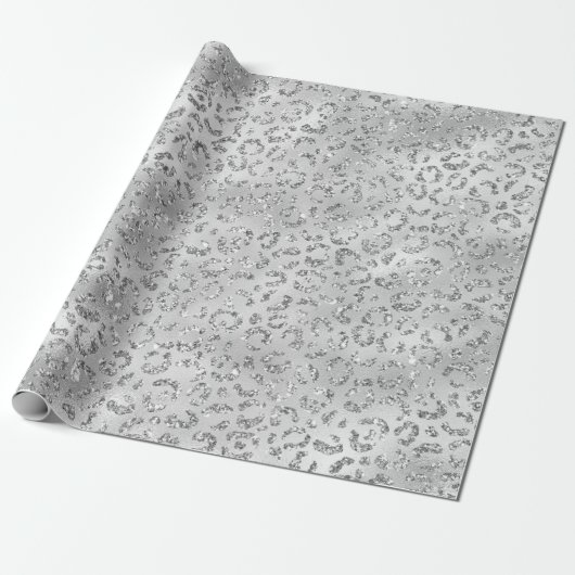 Papier Cadeau Cute Silver Cheetah Leopard Motif d'impression (Déroulé)