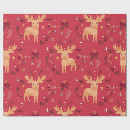 Papier Cadeau Cute Simple joyeux Noël caricature patte de rennes (Plat)