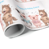 Papier Cadeau Cute Singing Animals - Cow Pig Pony (Coin rond)