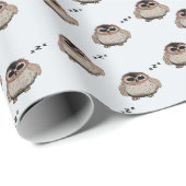 Papier Cadeau Cute Sleepy Owl Pattern Wrapping Paper (Coin rond)