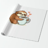 Papier Cadeau Cute Sloth Hugging Big Coffee Cup Premium T-Shirt (Déroulé)