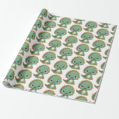 Papier Cadeau Cute Smiling Dinosaur Kids Wrapping Paper (Déroulé)