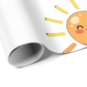 Papier Cadeau Cute Smiling Sun Birthday Wishes Wrapping Paper (Coin rond)