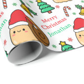 Papier Cadeau Cute Snail Christmas Tree Holidays (Coin rond)