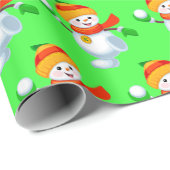 Papier Cadeau "Cute Snowman" (Coin rond)