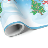 Papier Cadeau Cute Snowman (Coin rond)