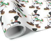 Papier Cadeau Cute Snowman (Coin rond)