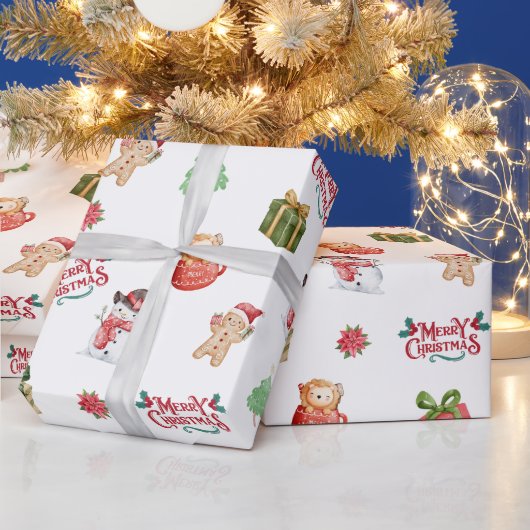 Papier Cadeau Cute Snowman Gingerbread Man Christmas Pattern (Vacances)