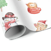 Papier Cadeau Cute Snowman Gingerbread Man Christmas Pattern (Coin rond)