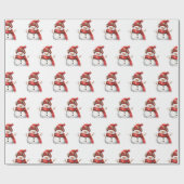 Papier Cadeau Cute Snowman Vintage Christmas Gift  (Plat)